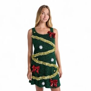 Christmas Tree Festive Party Dress -Large